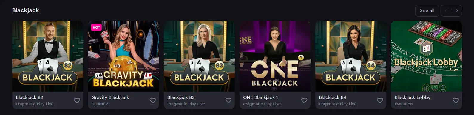 Rockwin live blackjack table with Evolution Gaming dealer